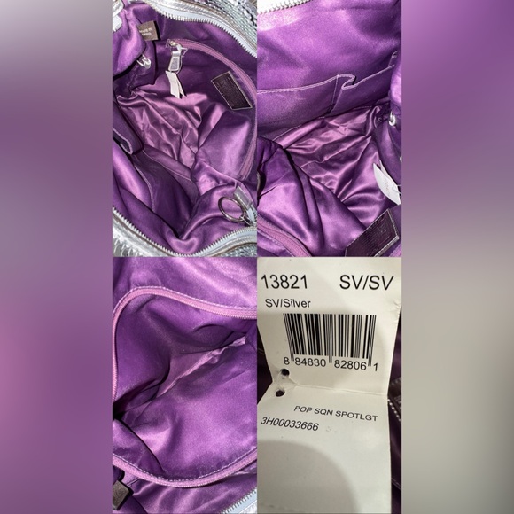 RARE Vintage New Coach Poppy Limited Edition Sequin Spotlight Silver Tote #13821 - Picture 13 of 16